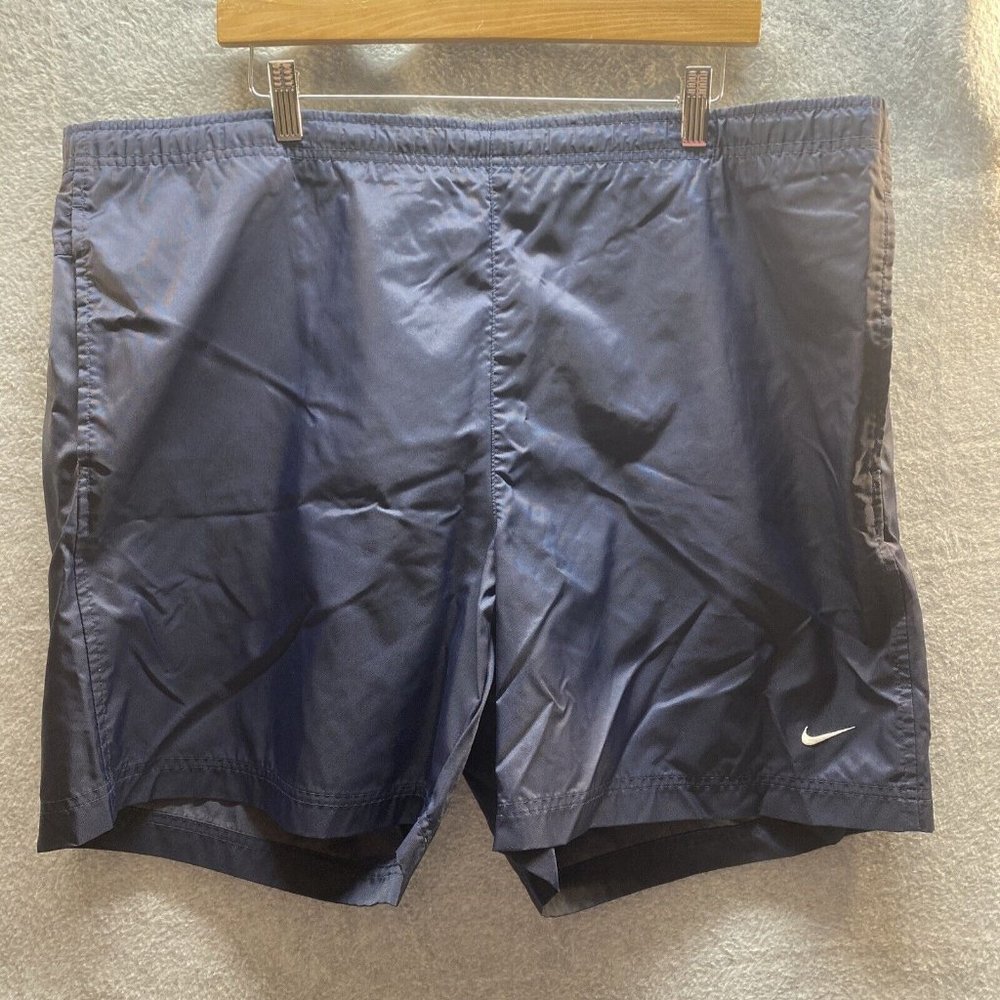 NIKE Men SWIMSUIT Sz XL Dark Blue Swimming Trunks Board Shorts swim Logo - Picture 1 of 6